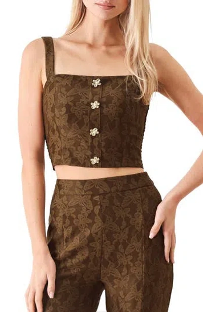 Freemarket Lace Butterfly Crop Top In Brown