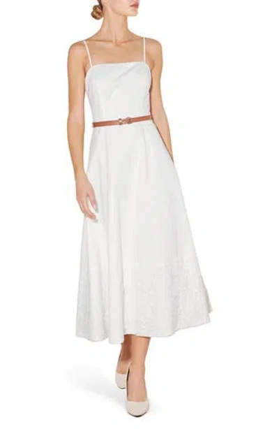 Freemarket Lace Hem Cotton Midi Dress In White