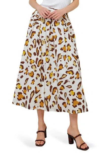 Freemarket Leopard Midi Skirt In Natural