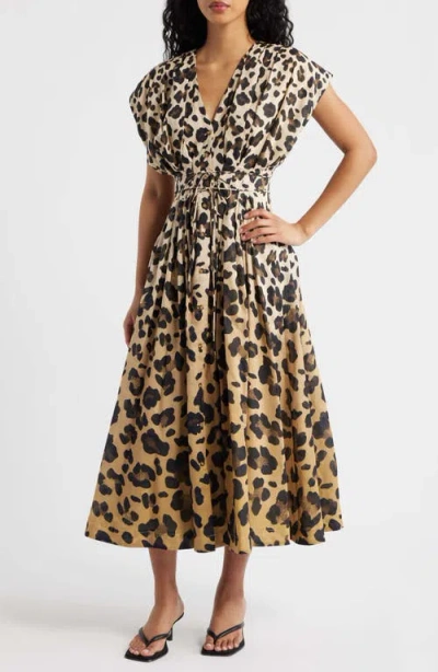 Freemarket Leopard Print Midi Shirtdress In Multi
