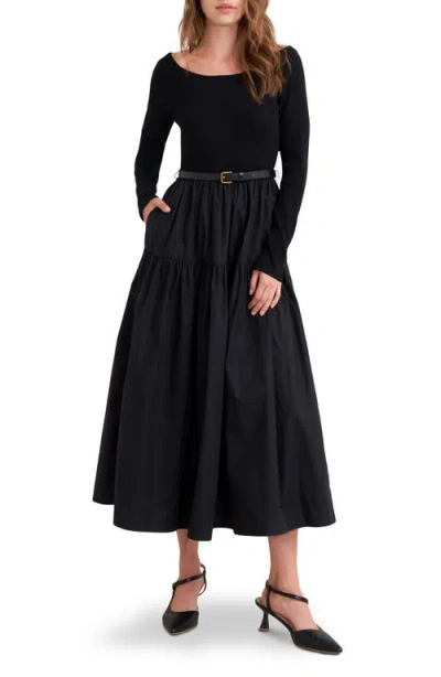 Freemarket Long Sleeve Midi Dress In Black