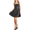 Freemarket Metallic Print Halter Fit & Flare Minidress In Black