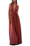 Freemarket Open Back Halter Maxi Dress In Rust