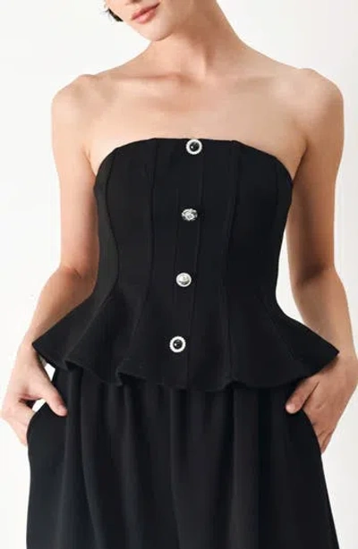 Freemarket Peplum Tube Top In Black