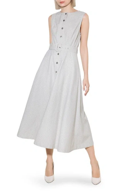 Freemarket Pinstripe Belted Midi Dress
