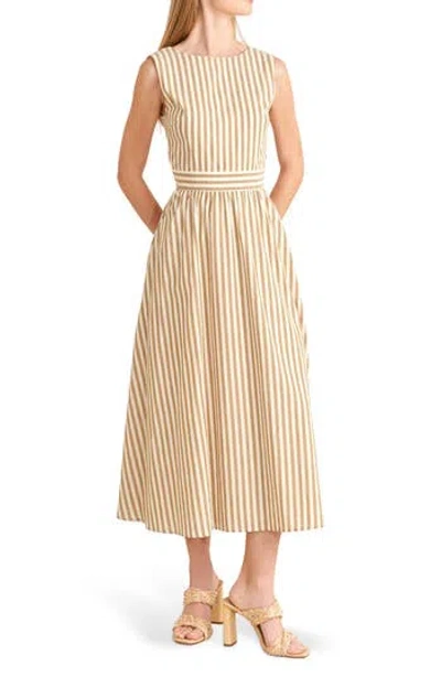 Freemarket Pinstripe Midi Dress In Brown