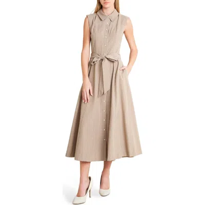 Freemarket Pinstripe Midi Dress In Neutral