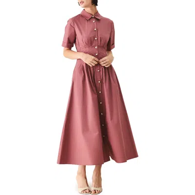 Freemarket Pleated Cotton Shirtdress In Pink