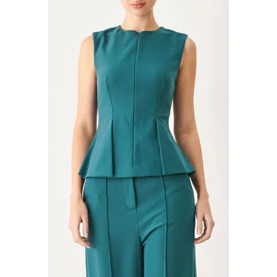 Freemarket Pleated Peplum Sleeveless Top In Teal