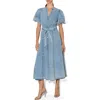 Freemarket Puff Sleeve Washed Denim Midi Shirtdress