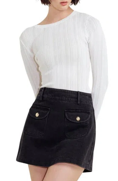 Freemarket Rib Long Sleeve Top In Black
