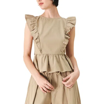 Freemarket Ruffle Peplum Top In Brown