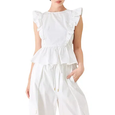 Freemarket Ruffle Peplum Top In White