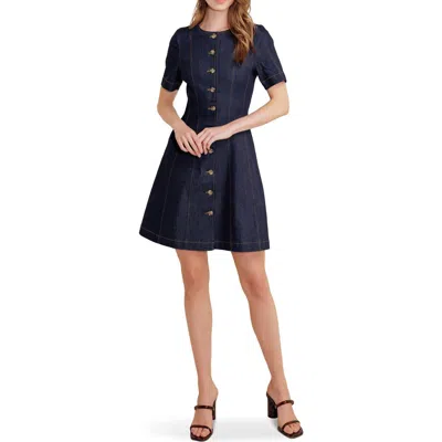 Freemarket Short Sleeve A-line Cotton Blend Denim Minidress