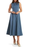 Freemarket Sleeveless Cotton Midi Dress In Blue