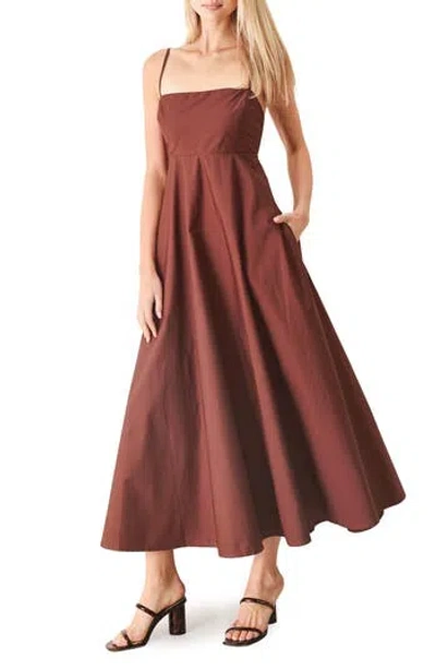 Freemarket Sleeveless Cotton Midi Dress In Brown