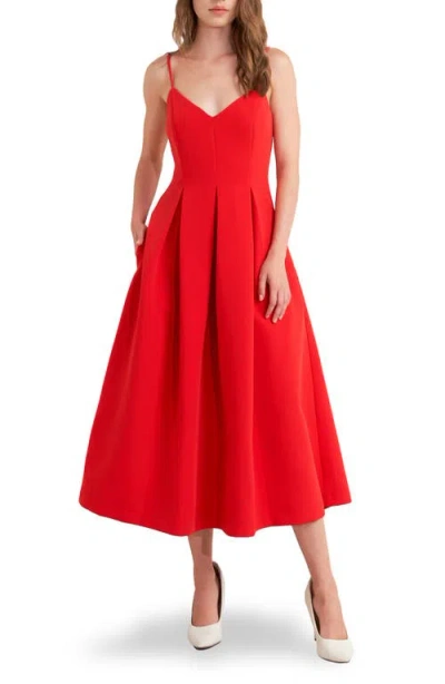 Freemarket Sleeveless Fit & Flare Midi Dress In Burgundy