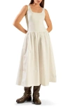Freemarket Sleeveless Mixed Media Maxi Dress In White