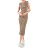 Freemarket Sleeveless Ribbed Midi Sweater Dress In Brown