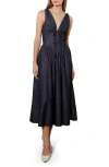 Freemarket Sleeveless Woven Midi Dress In Dark Denim