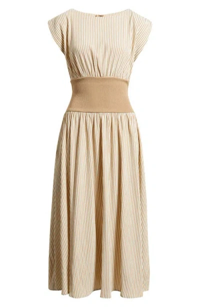 Freemarket Smocked Bodice Midi Dress In Neutral