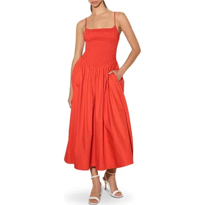 Freemarket Smocked Cotton Midi Dress
