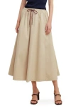 Freemarket Solid Drawstring Midi Skirt In Neutral