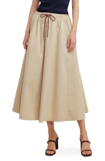 Freemarket Solid Drawstring Midi Skirt In Neutral