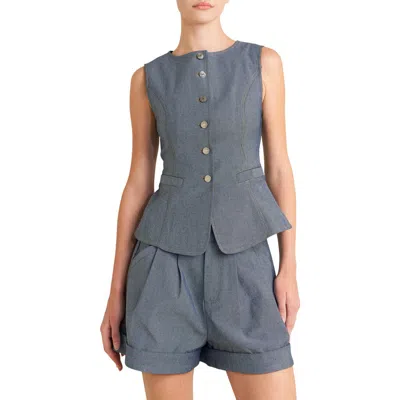Freemarket Solid Vest In Light Indigo