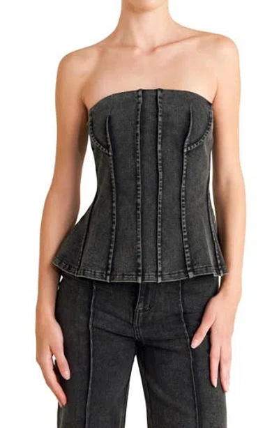 Freemarket Strapless Denim Tube Top In Black