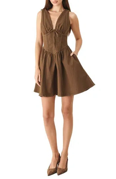 Freemarket Stretch Cotton Corset Dress In Brown