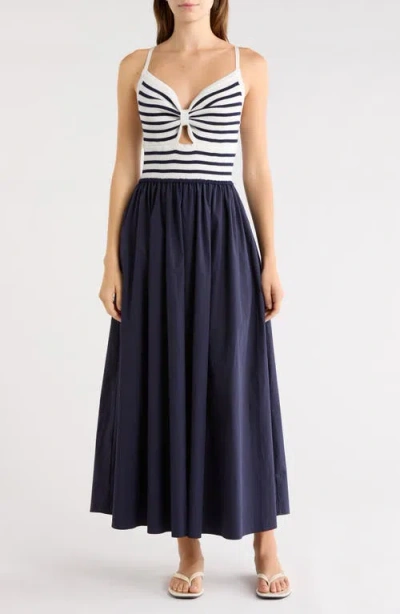 Freemarket Stripe Mixed Media A-line Dress In Multi