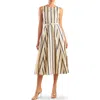 Freemarket Stripe Sleeveless Belted Cotton Midi Dress
