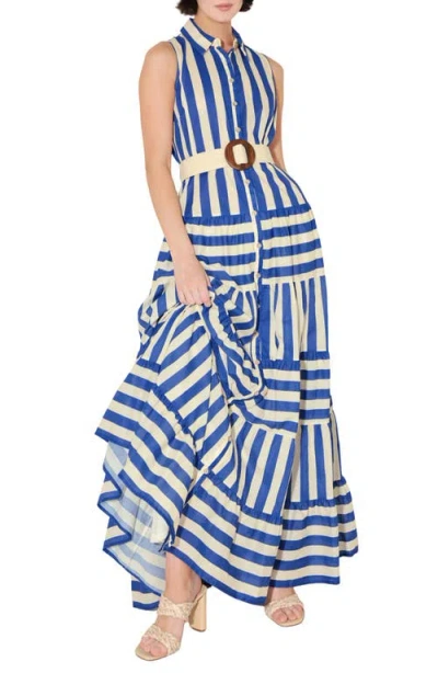 Freemarket Stripe Sleeveless Maxi Dress In Blue