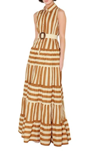 Freemarket Stripe Sleeveless Maxi Dress In Neutral