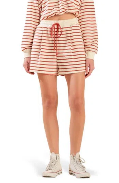 Freemarket Striped Knit Shorts In Cream/ Pumpkin