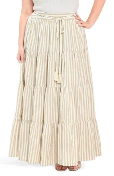 Freemarket Striped Maxi Skirt In White