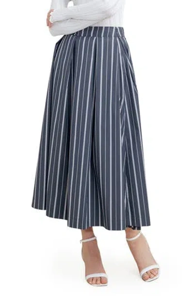 Freemarket Striped Midi Skirt In Blue