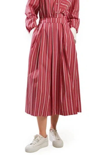 Freemarket Striped Midi Skirt In Red