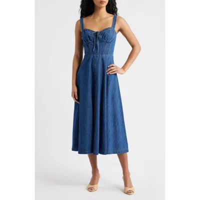 Freemarket Sweetheart Neck Denim Dress In Blue