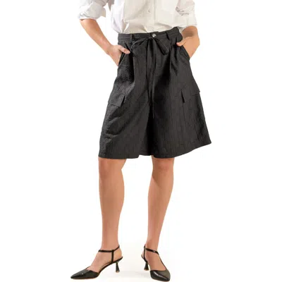 Freemarket Textured Tie Waist Bermuda Shorts In Black