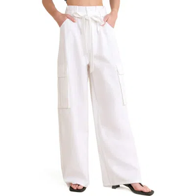 Freemarket Tie Waist Cotton Cargo Pants In White