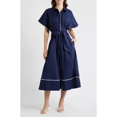 Freemarket Tie Waist Midi Shirtdress In Multi