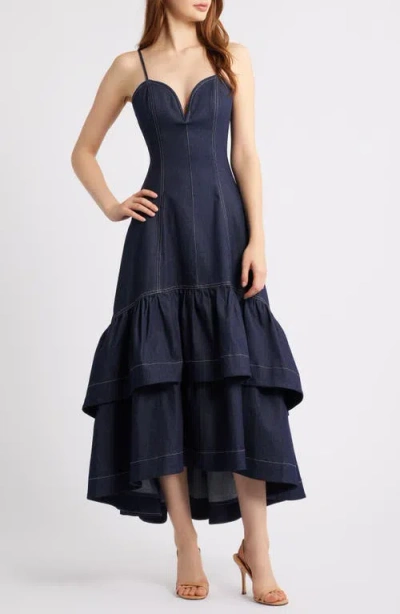 Freemarket Tiered High-low Denim Dress In Blue