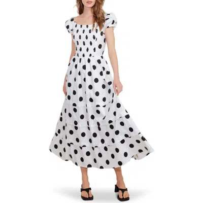 Freemarket Tiered Polka Dot Stretch Cotton Midi Dress