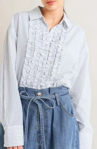 Freemarket Tuxedo Long Sleeve Shirt In White