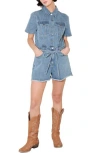 Freemarket Washed Denim Romper In Blue