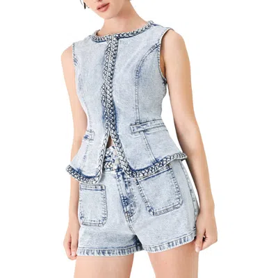 Freemarket Washed Denim Vest In White