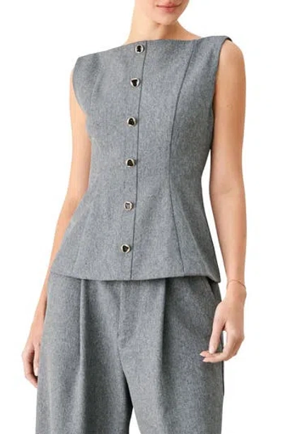 Freemarket Wide Neck Peplum Top In Gray