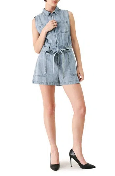 Freemarket Zip Denim Romper In Light Denim
